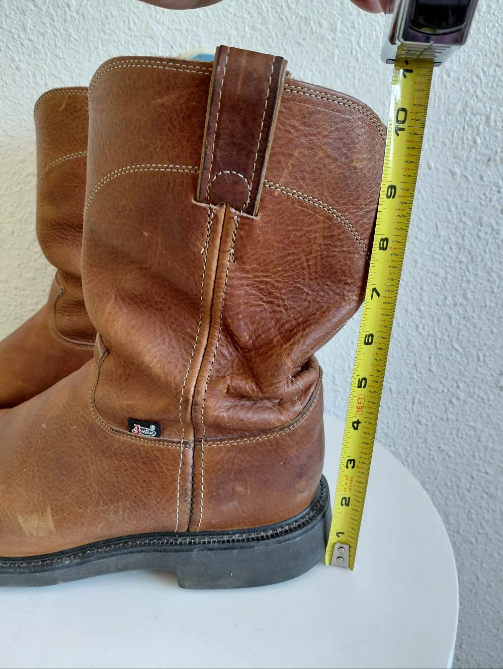 Justin Conductor Boots  Electrical 10” Shaft Work 4766 Leather Copper USA